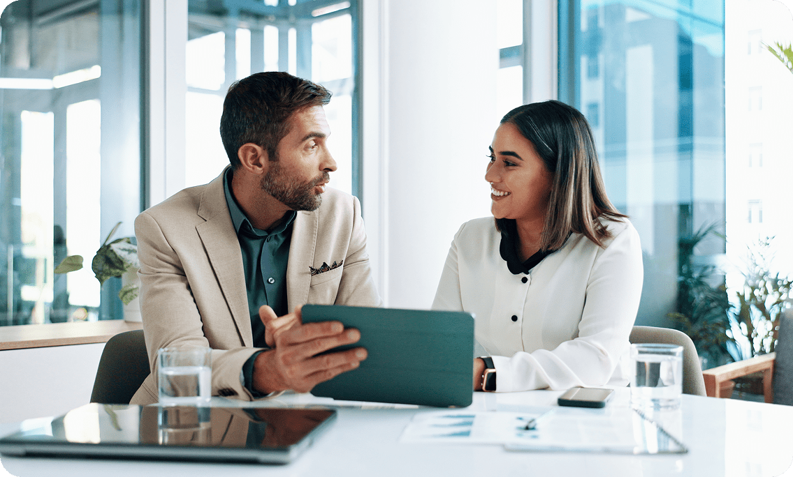 Professionals collaborating in office setting